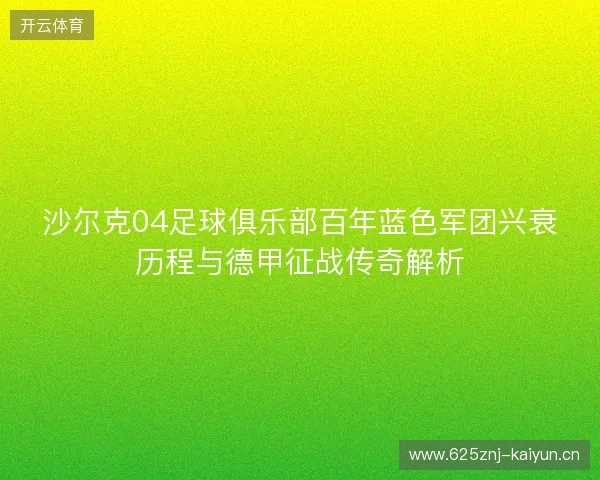 沙尔克04足球俱乐部百年蓝色军团兴衰历程与德甲征战传奇解析 沙尔克04足球俱乐部百年蓝色军团兴衰历程与德甲征战传奇解析