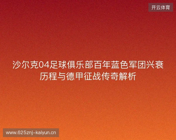 沙尔克04足球俱乐部百年蓝色军团兴衰历程与德甲征战传奇解析 沙尔克04足球俱乐部百年蓝色军团兴衰历程与德甲征战传奇解析